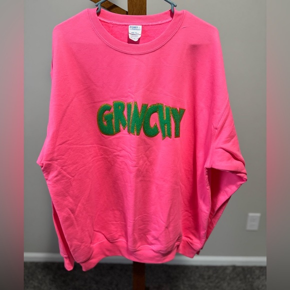 Women’s Hot Pink Sparkly Grinchy Sweatshirt Size XL - Picture 4 of 4